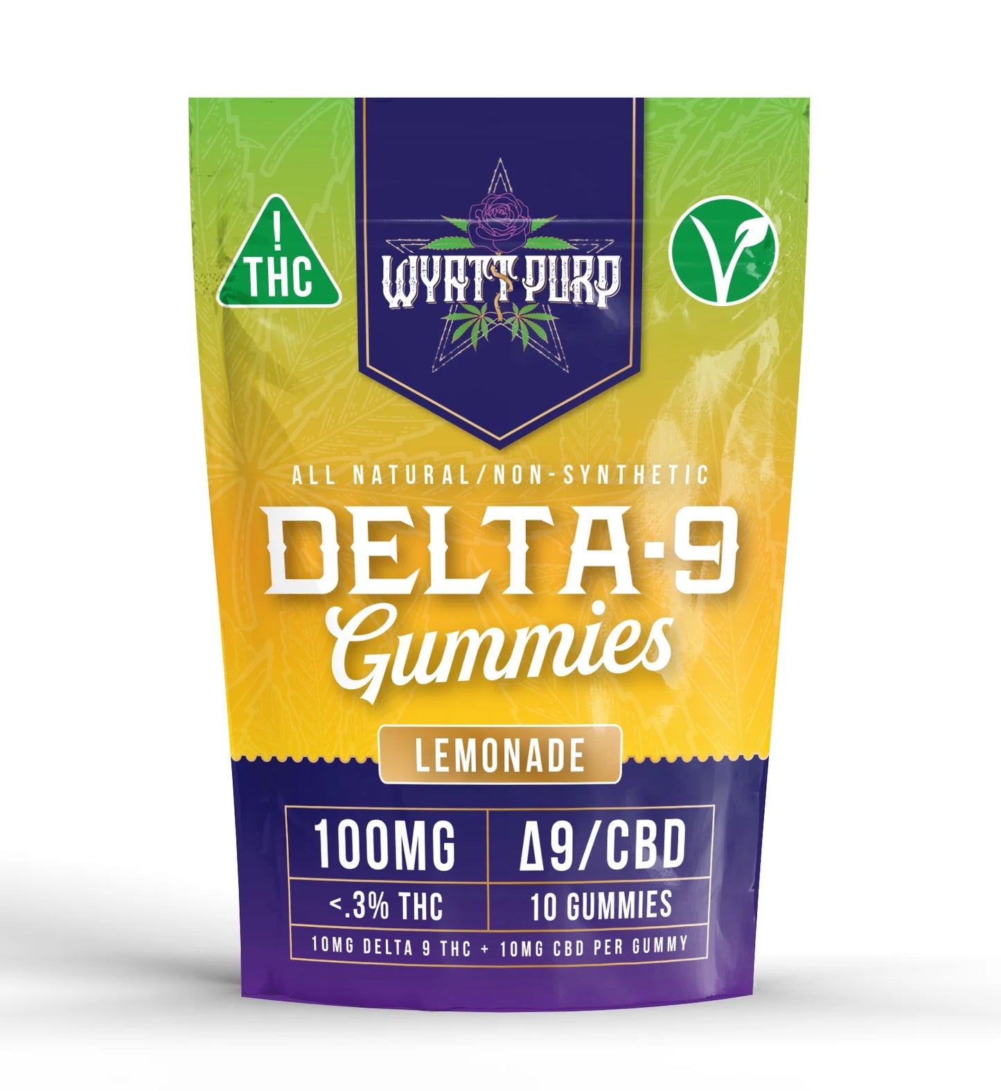Wyatt Purp THC:CBD Gummies 10mg THC: 100mg CBD - Gummies 10 Count - Lemonade