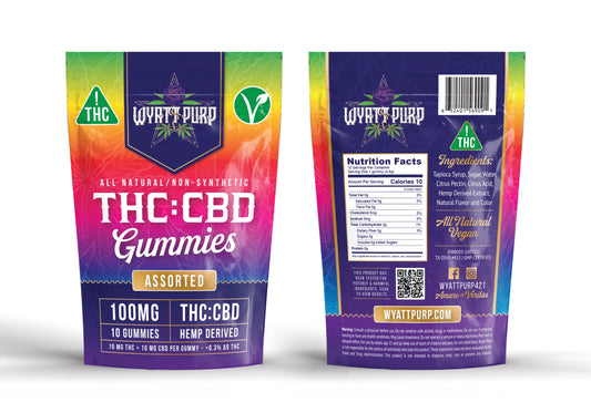 Wyatt Purp THC:CBD Gummies 10mg THC: 100mg CBD - Gummies 10 Count - Assorted