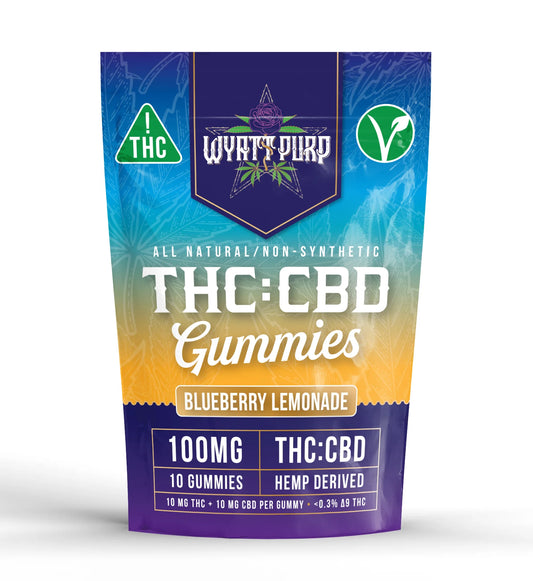 Wyatt Purp THC:CBD Gummies 10mg THC: 100mg CBD - Gummies 10 Count - Blueberry Lemonade