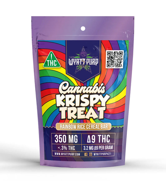 Wyatt Purp Cannabis Krispy THC Cereal Bar 350mg Edible - Rainbow Fruity Cereal Bar
