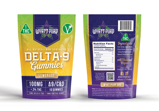 Wyatt Purp THC:CBD Gummies 10mg THC: 100mg CBD - Gummies 10 Count - Lemonade