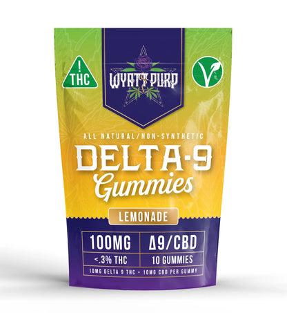 Wyatt Purp THC:CBD Gummies 10mg THC: 100mg CBD - Gummies 10 Count - Lemonade