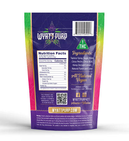 Wyatt Purp THC:CBD Gummies 10mg THC: 100mg CBD - Gummies 10 Count